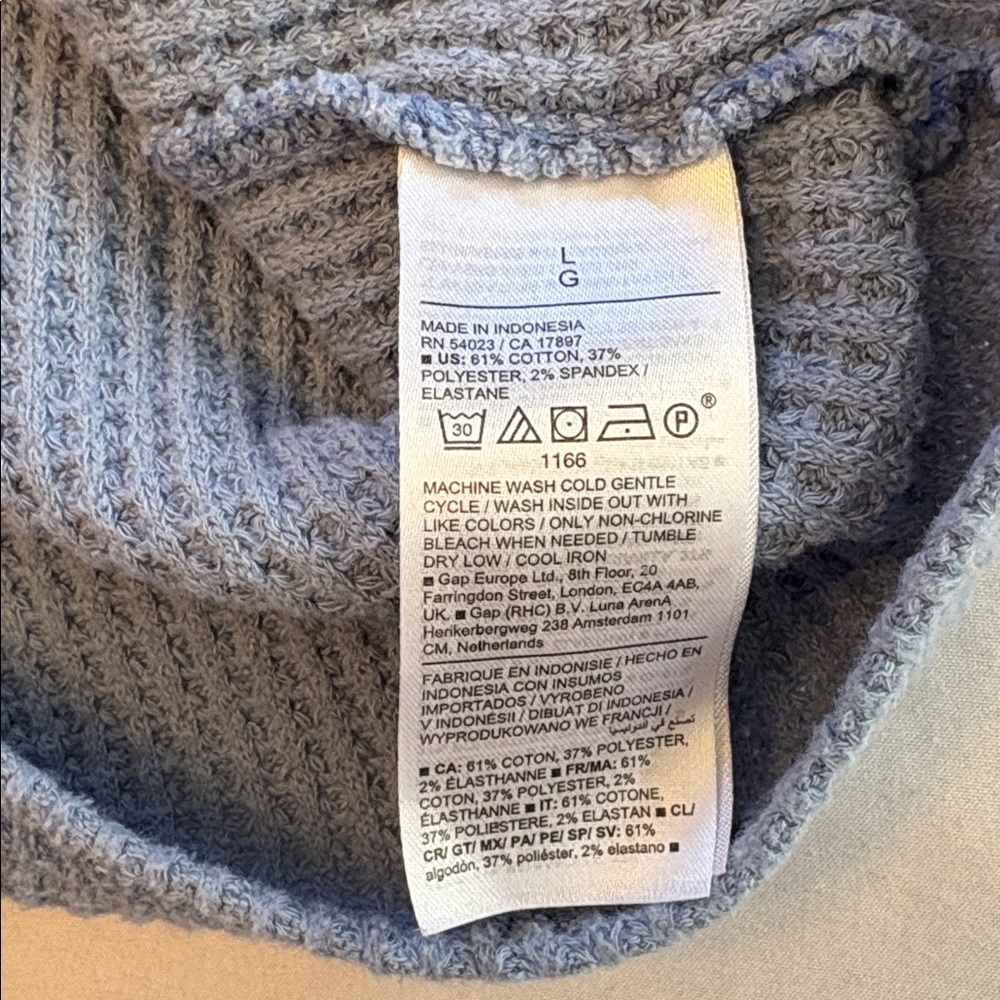 Old Navy Blue Waffle Henley Top - Picture 5 of 7